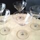 5 Vintage glass champagne coupes with engraved decoration