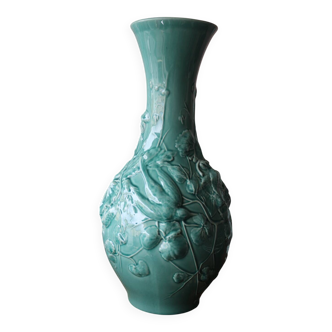 Naturalistic vase in glazed earthenware Utzschneider & Cie – Sarreguemines