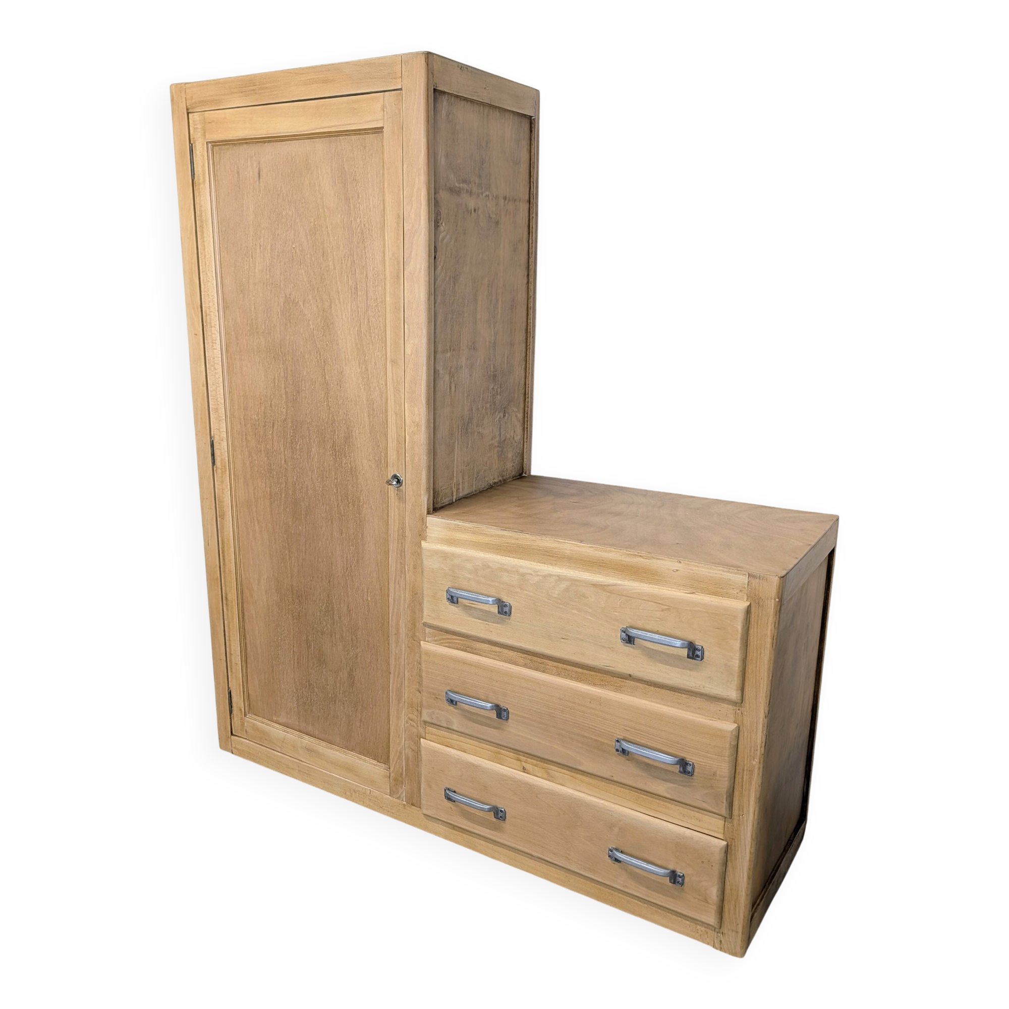 Armoire, penderie 1 porte et commode 3 tiroirs vintage