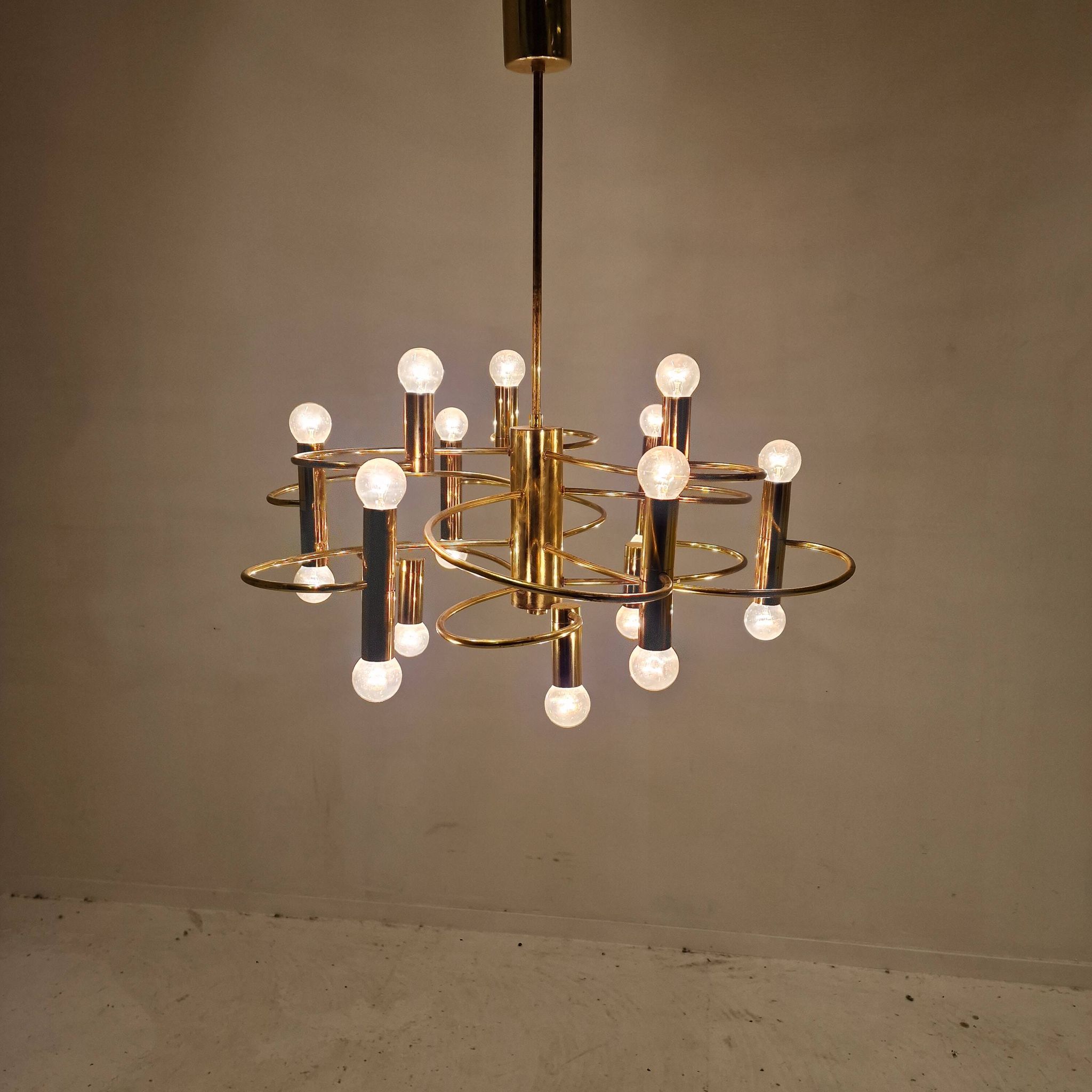 Mid Century Chandelier Designed by Sciolari, 1970's (2 available)
