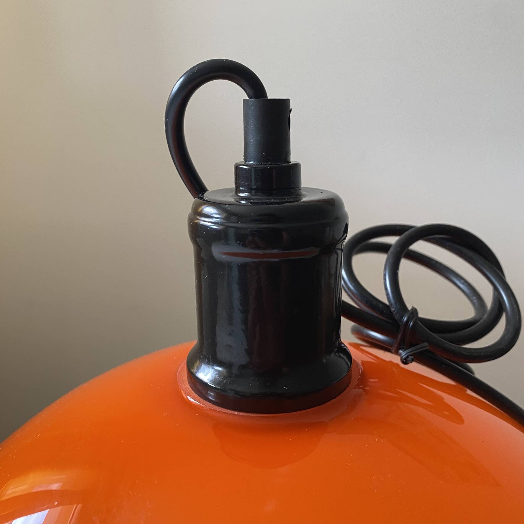 Vintage orange opaline pendant light, 1970s