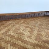 Vintage rectangular braided bamboo platter 1960