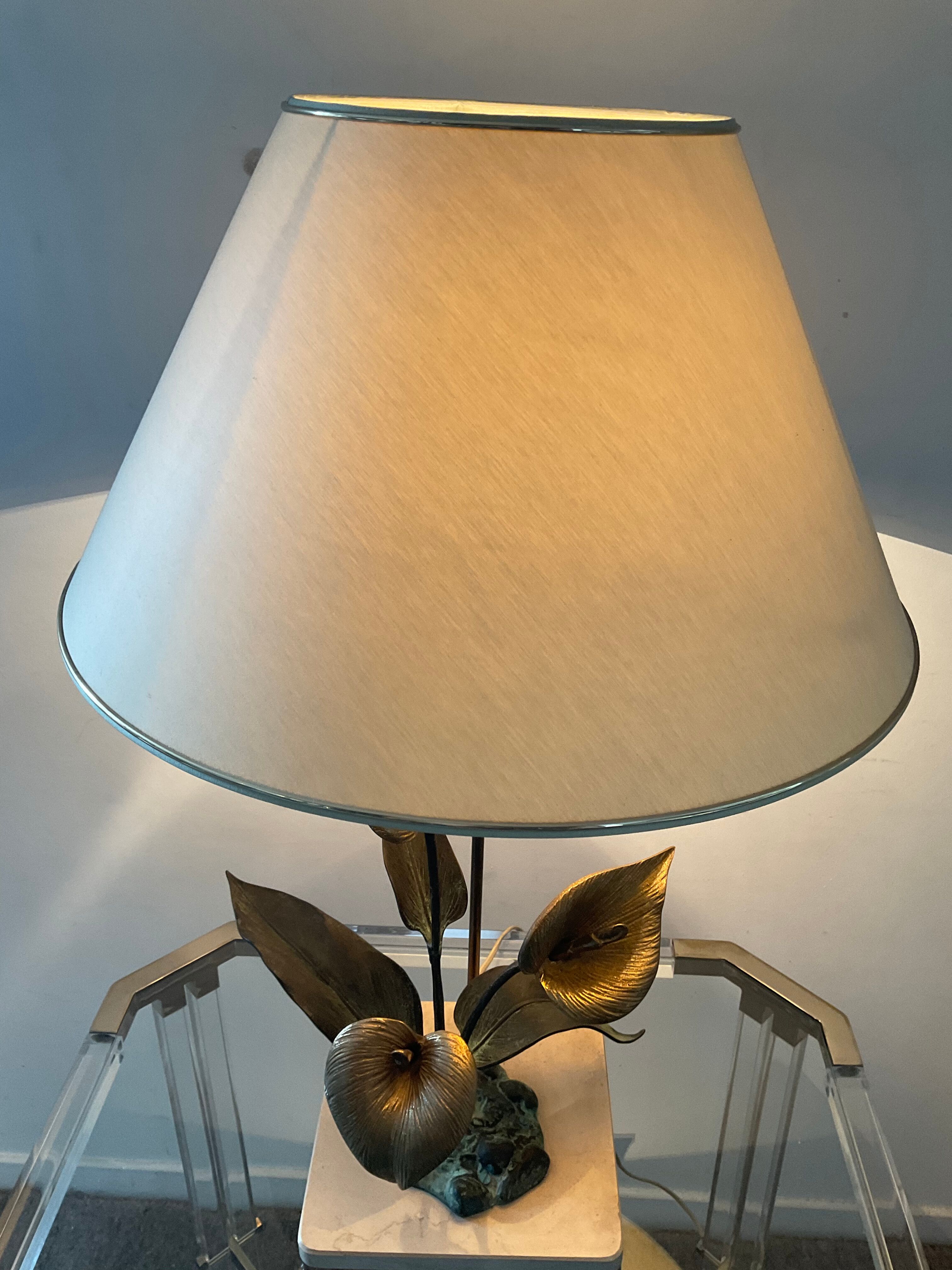 Vintage lamp in travertine and bronze 70s