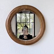 Woven wicker round mirror 1960