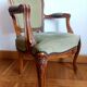 Fauteuil cabriolet vert Louis XV