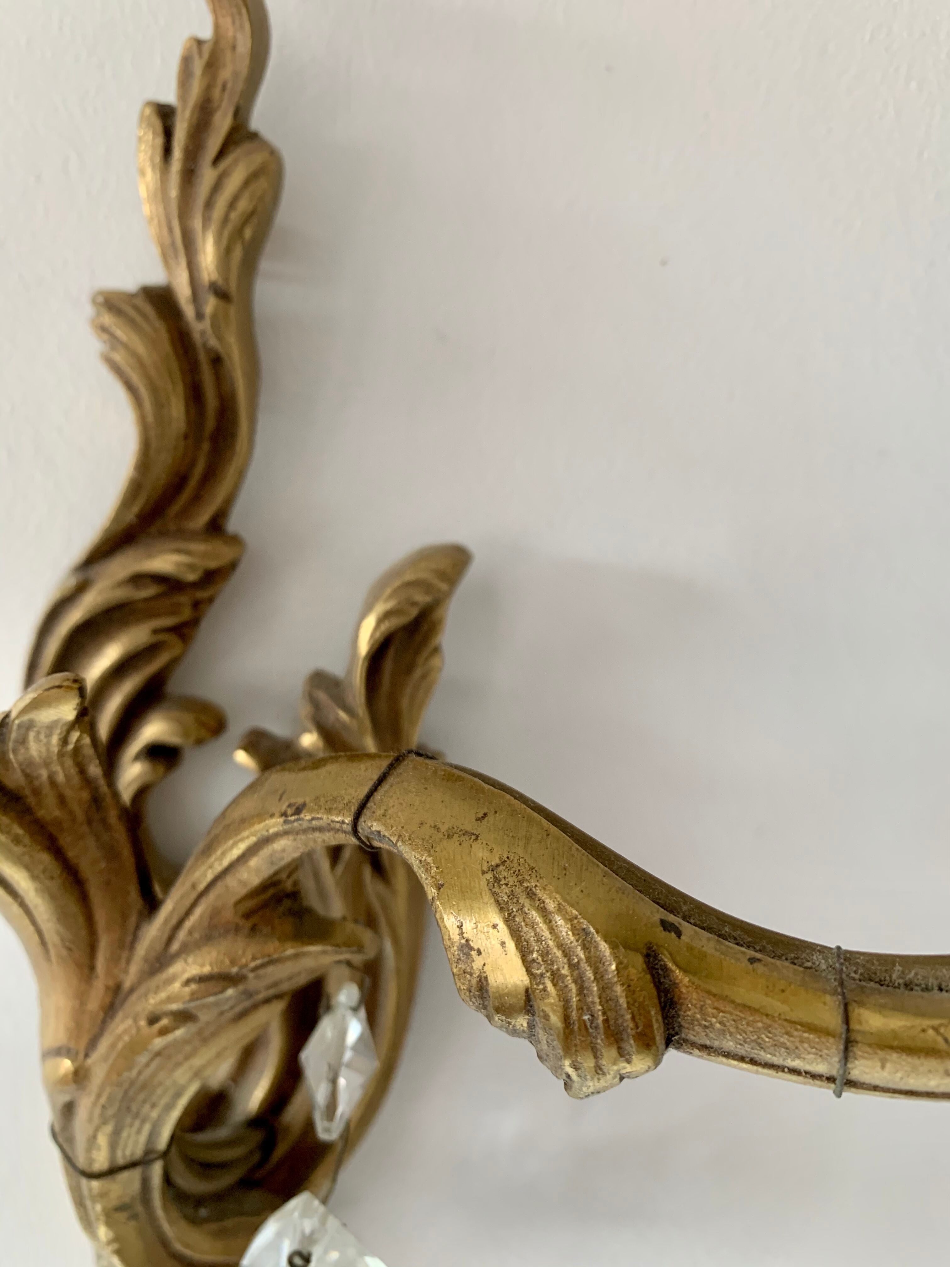 Paire d’appliques bronze et pampilles
