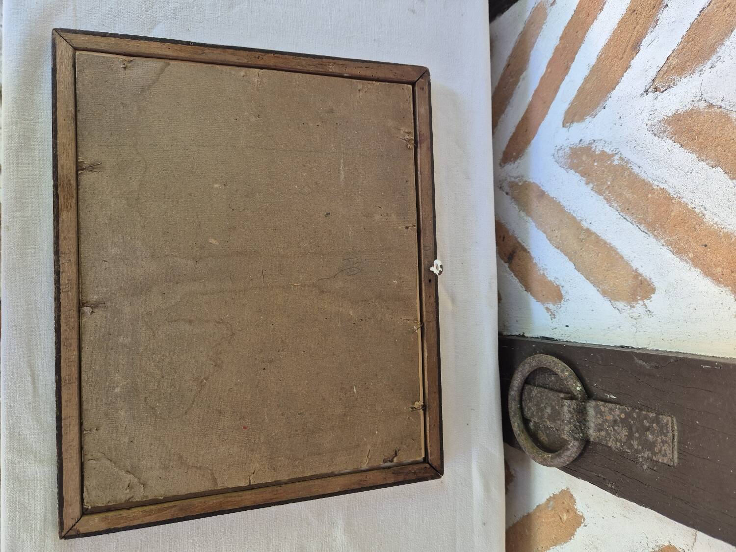 Antique painting of an old bridge over the Eure