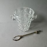 Cut glass ice bucket and its pliers
