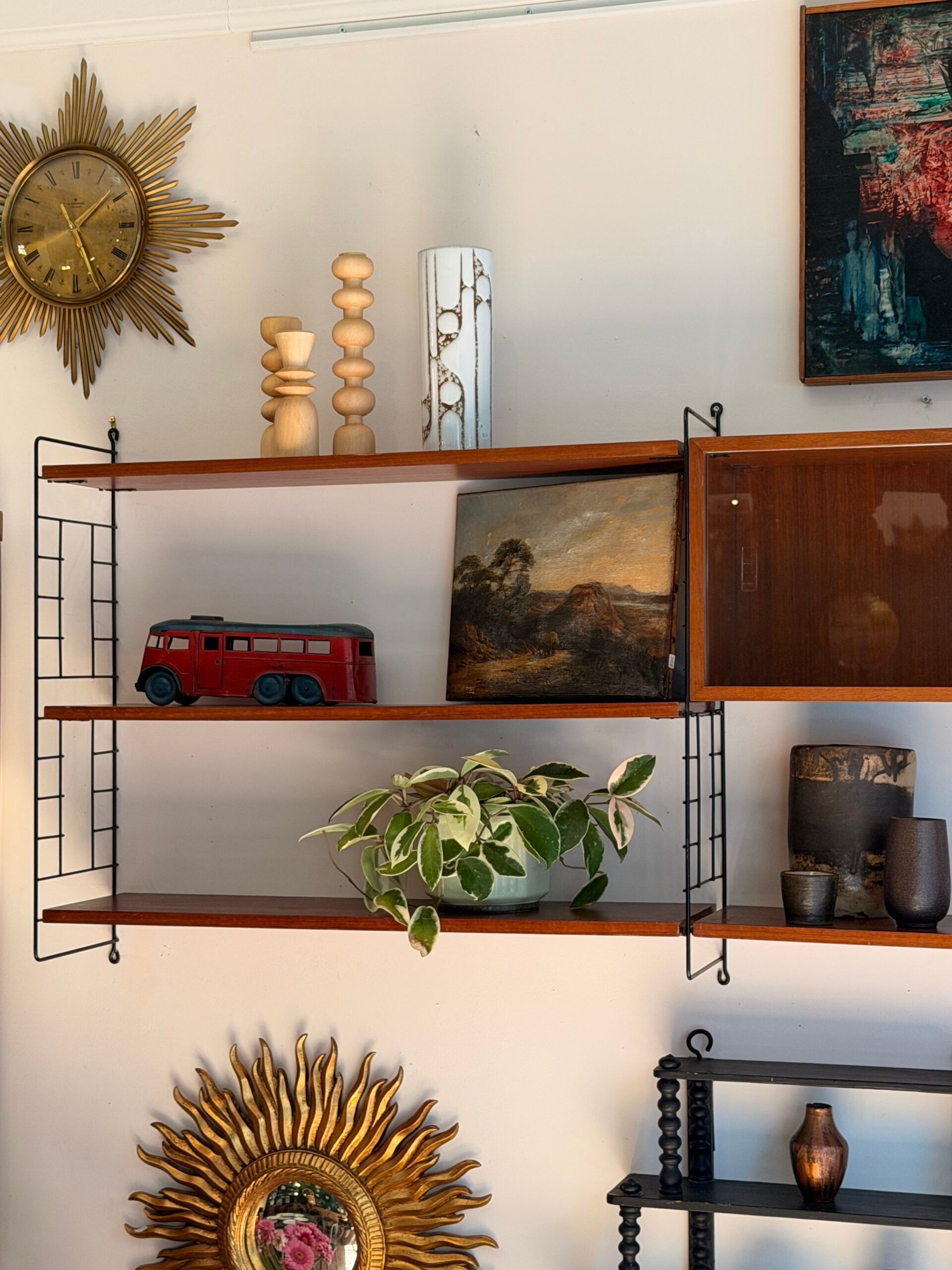 Modular wall shelf in teak – 1960s
