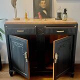 Black Art Deco sideboard with marble top
