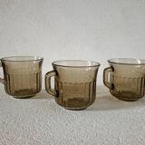 3 smoked glass cups