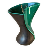 Two-tone ceramic vase 1950 black and green