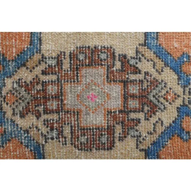 1970s Vintage Turkish Hand-Knotted Wool Cotton Orange Runner Rug 82x261