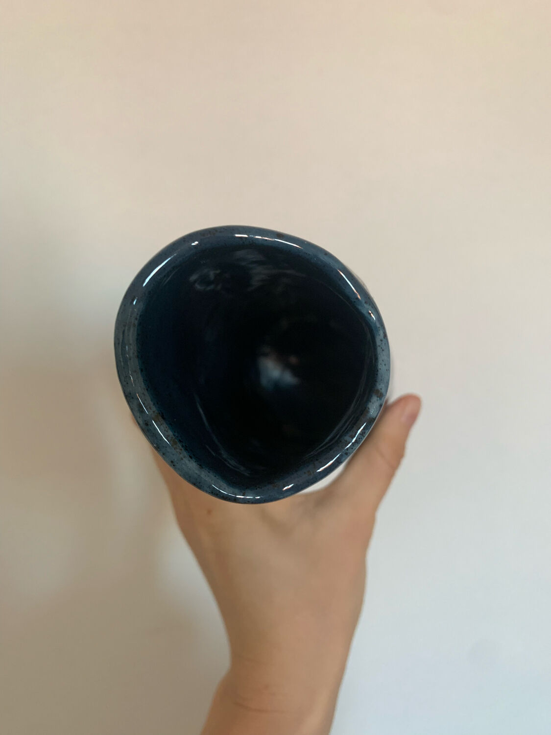 Handcrafted duck blue ceramic vase