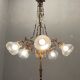 Italian Liberty Bronze Chandelier, 1940s