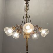 Italian Liberty Bronze Chandelier, 1940s