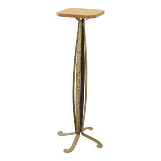 Sellette Fer Forgé et Bois - Table d'Appoint Art Déco - Meuble Colonne