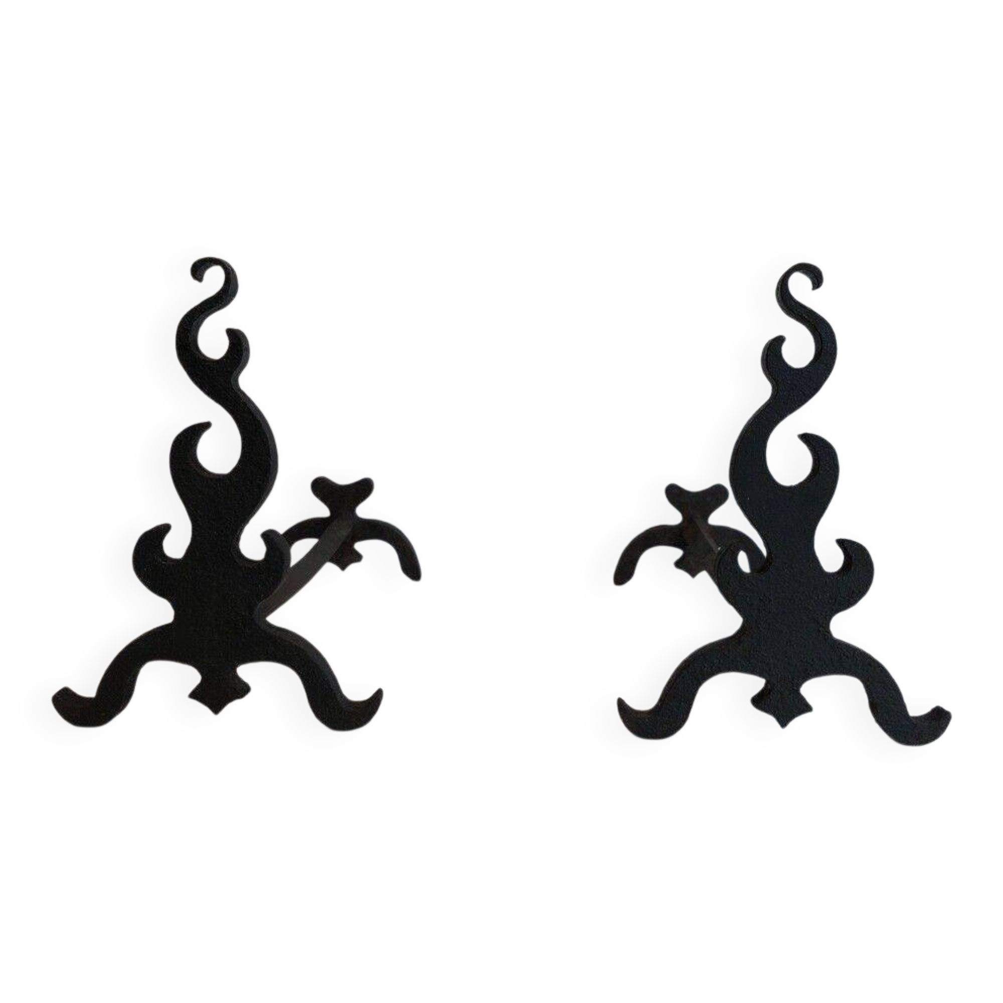 Paire de chenets en fonte et fer forgé
