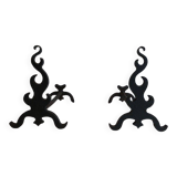 Paire de chenets en fonte et fer forgé