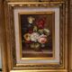 Paire de tableau nature morte sur bois bouquet de fleurs vintage