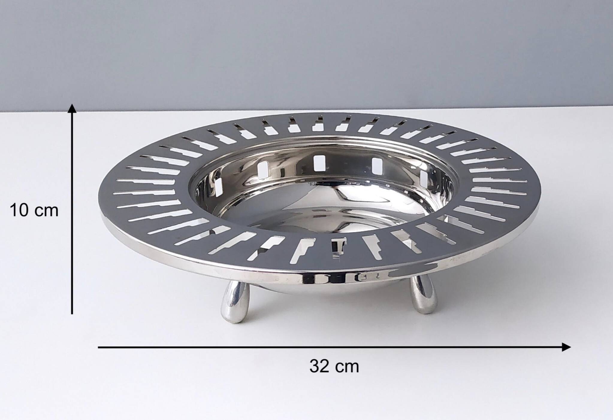 Alessi Stainless Steel Cutout Skyscraper Footed Trinket Bowl or Centerpiece