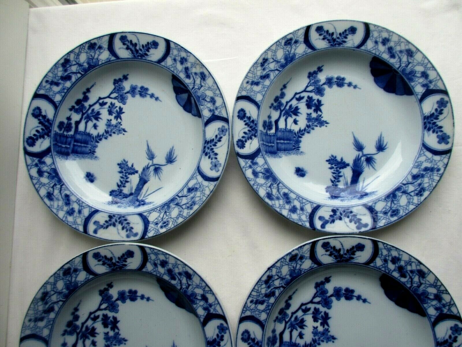 lot of 4 hollow plates Creil Montereau, Model Japan