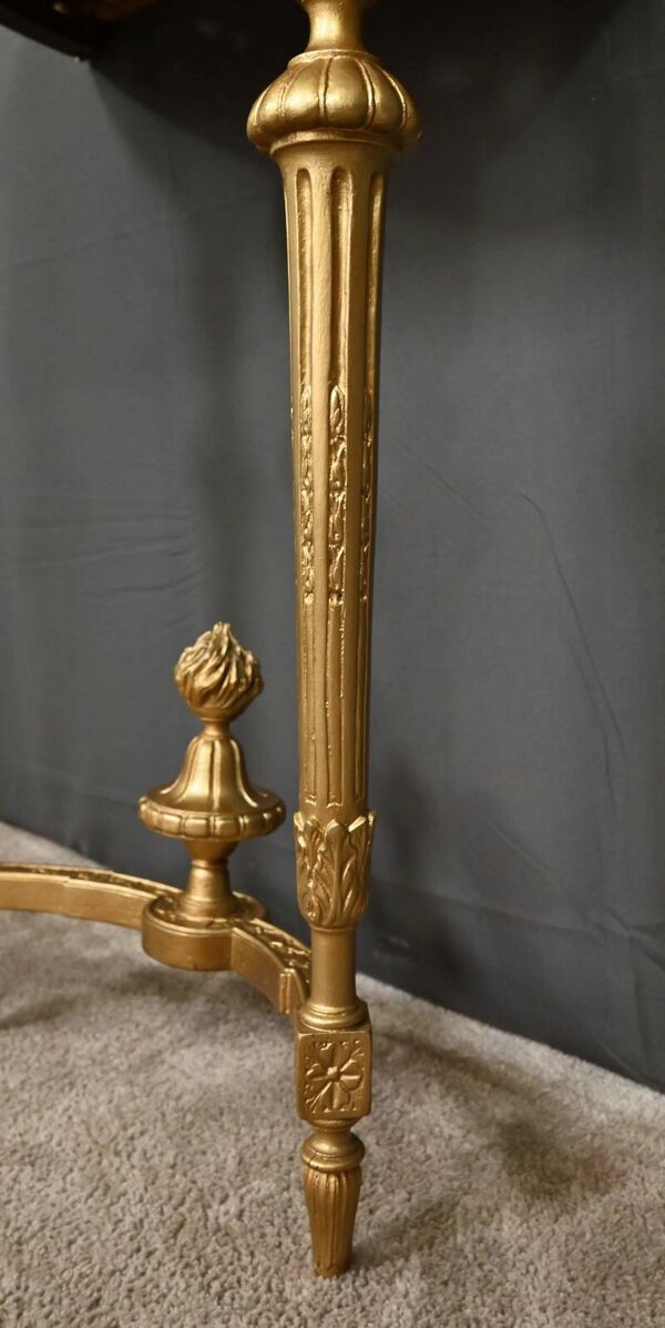 Petite Console Demi-lune en Marbre et Bois doré, style Louis XVI – XXe