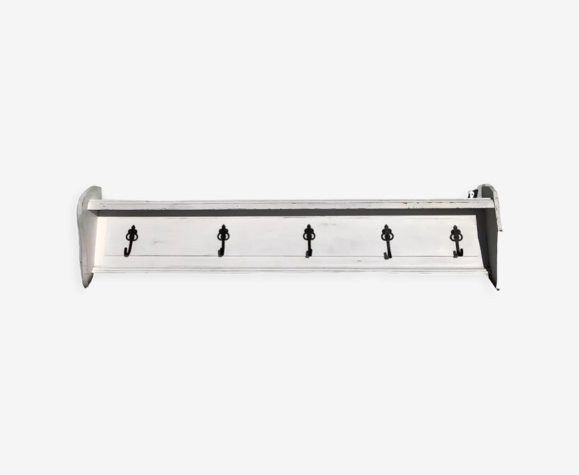 Porte manteau mural bois blanc