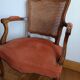Fauteuil louis XV terracotta et cannage