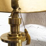 Large brass and wood lamp