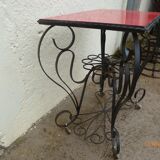 TV table roller iron forge style formica table