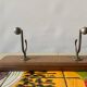 Vintage wooden wall coat rack - 4 steel hooks