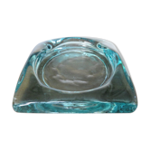 Saint Gobain ashtray in sky blue transparent glass 70s