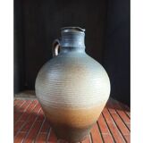 Vintage large pitcher vase in artisanal stoneware.