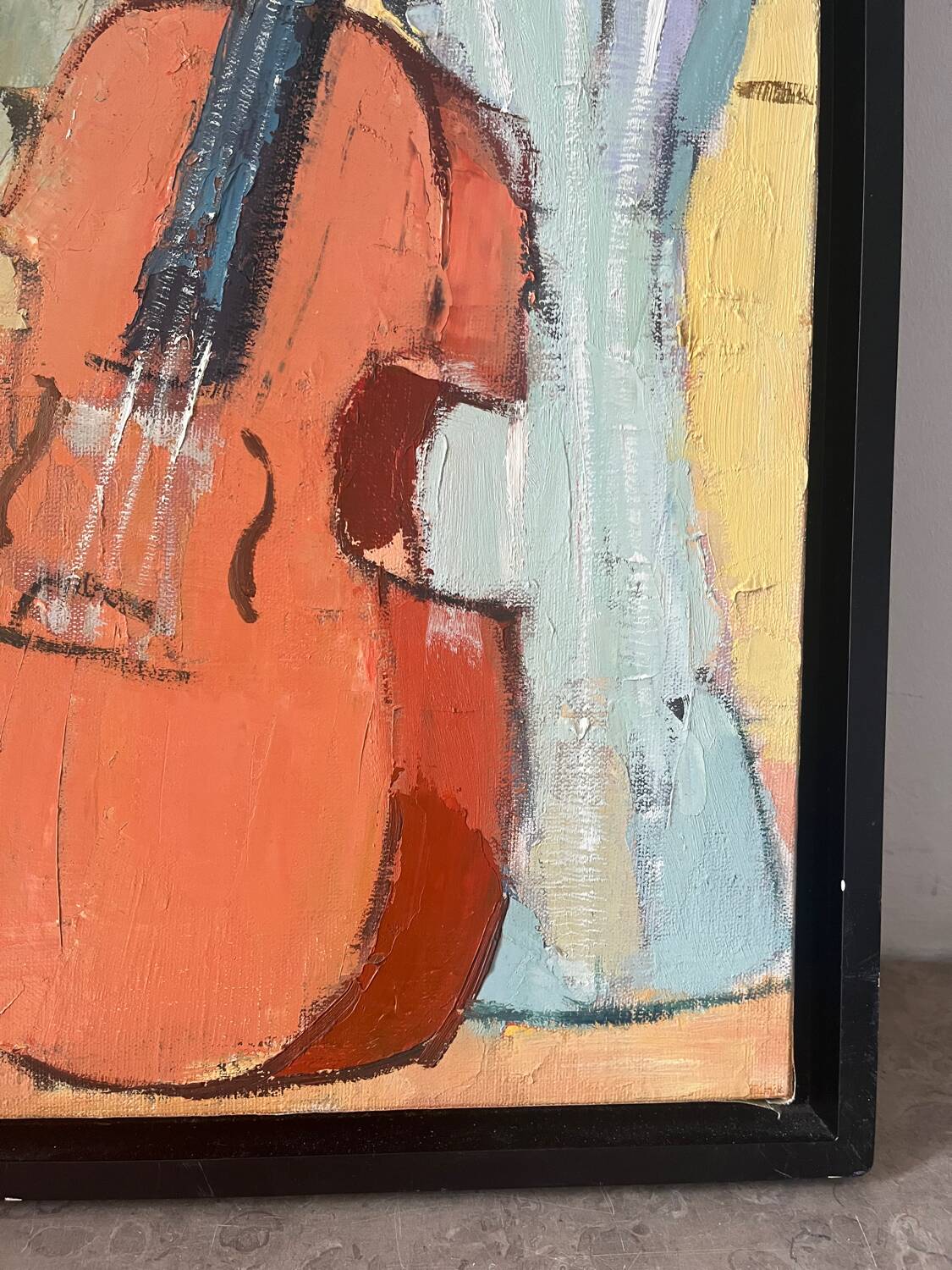 The violin with roses, oil on canvas