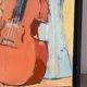 The violin with roses, oil on canvas