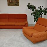 Complete orange salon JITONA in Atlantis Space Age style from the 1970s.
