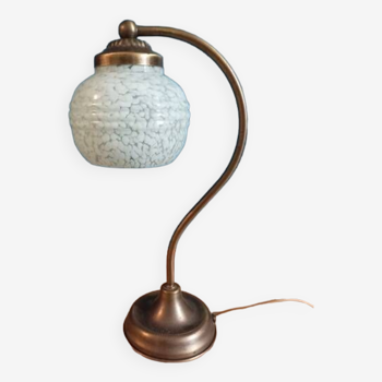 Bedside lamp in room with patinated golden globe Clichy blue