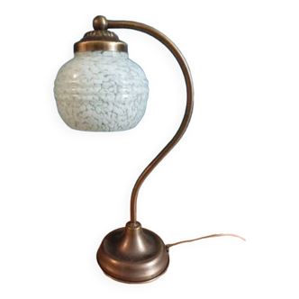 Bedside lamp in room with patinated golden globe Clichy blue