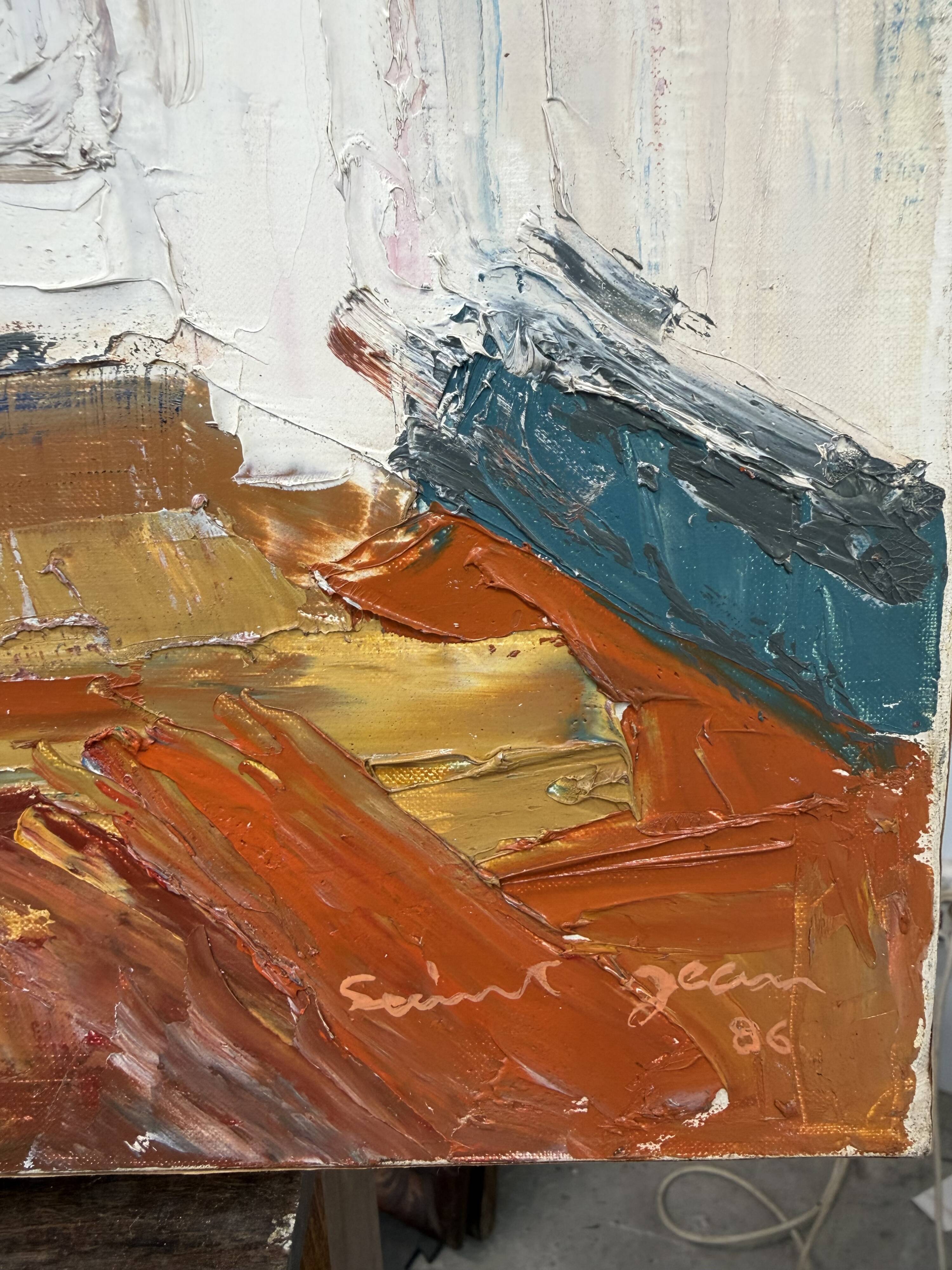 Vintage figurative painting – Man in an interior – oil on canvas signed