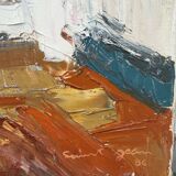 Vintage figurative painting – Man in an interior – oil on canvas signed