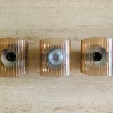 Set of 3 vintage wall lamps in smoked plexiglass, circa 1970's