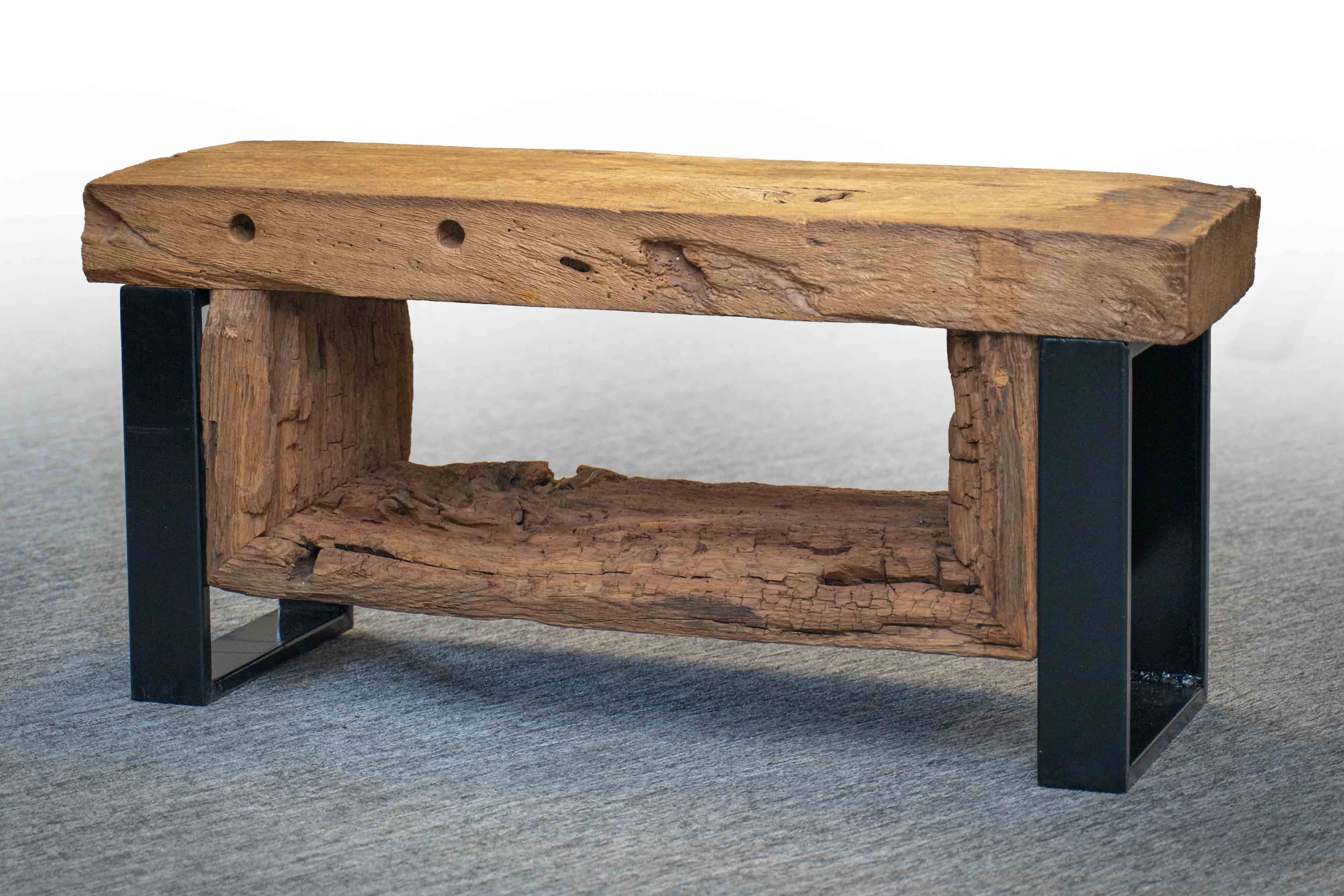 Rustic solid oak bench – 108×35×50 cm