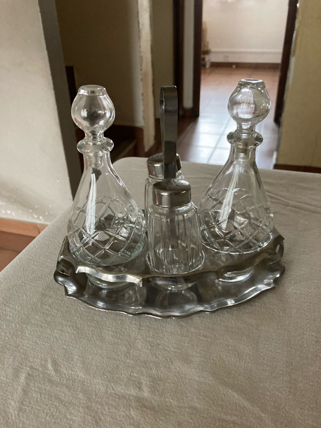 Vinegar oil dispenser salt and pepper