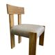 Solid wood chair with a linen-look seat.