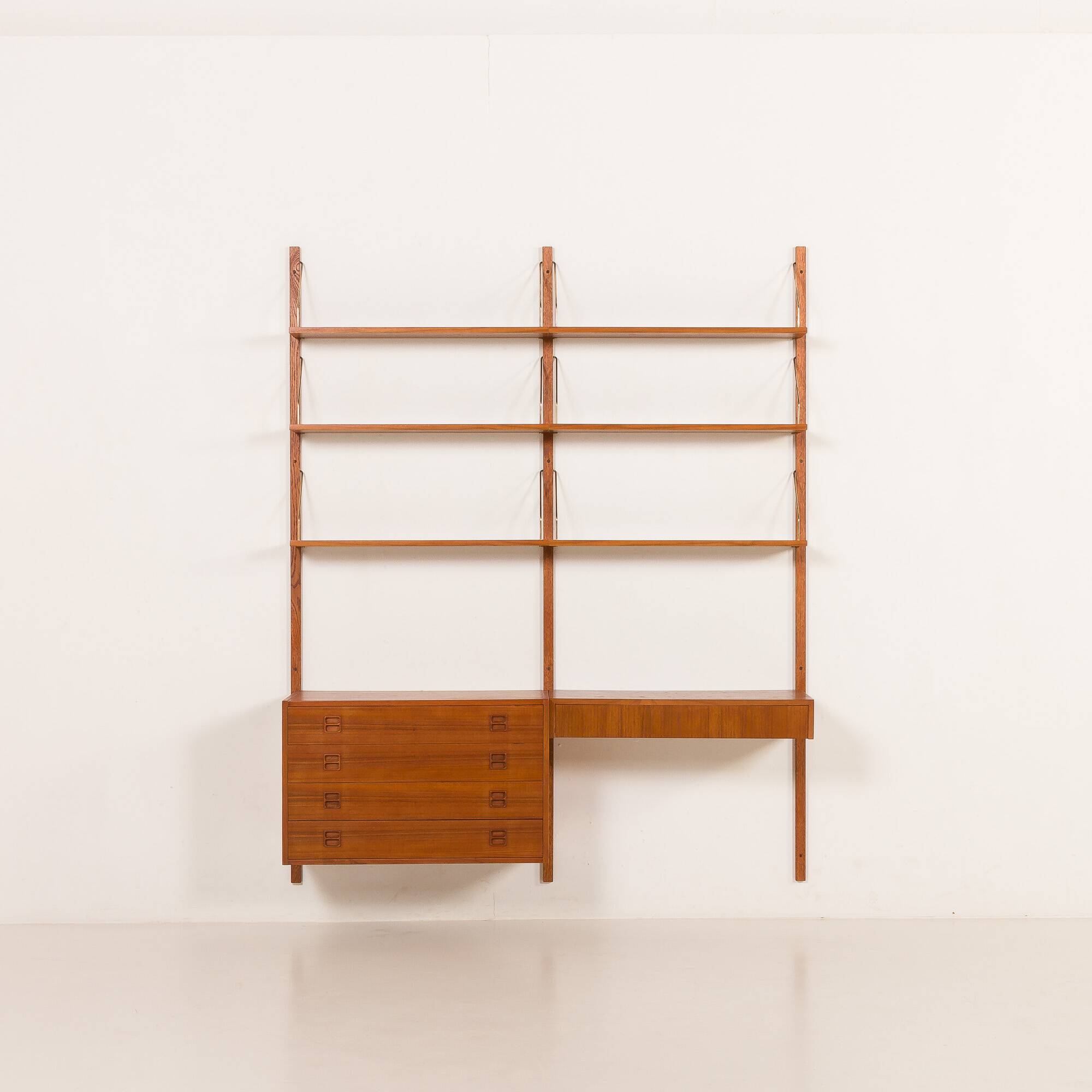 Danish vintage teak wall unit with a desk, 1960s