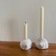 Pair of iridescent ceramic shell candle holders