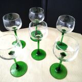 6 Alsace white wine glasses with engraved decoration