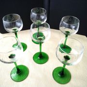 6 engraved white wine glasses from Alsace