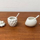 Vintage German porcelain jam pot with lid and spoon from Krömer Porzellan, 1970s, set of 2.